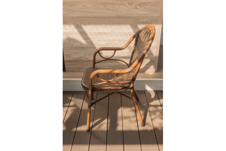 Садовая мебель литой алюминий/искуственный ротанг стол Феникс д.90 + 4 кресла Бамбук-1-3