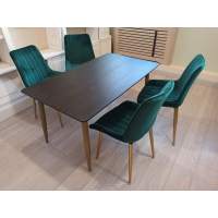 Мебель для ресторана Обеденный комплект стол ФАВОРИТ “FAVORITE” черный + 4 зеленых стула СЕДИЯ “SEDIA” для кафе