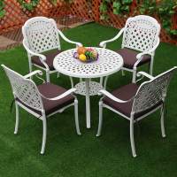 Комплект мебели из литого алюминия стол круглый СОРРЕНТО «SORRENTO» D78 + 4 кресла ВУЛКАН-2 «VOLCANO-2» белый