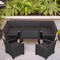 Комплект садовой мебели под ротанг Калифорния “California“с П- образный диваном 136х264х136 см 6 мест, 2 кресла, с подушками со столом 95х95 см