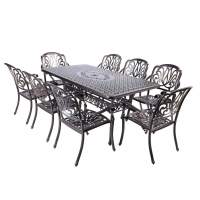 Обеденная группа из литого алюминия стол ВУЛКАН-2 (175*90) + 8 кресел ФЕНИКС