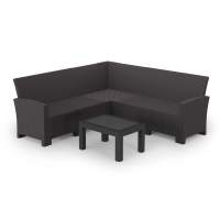 Комплект мебели с угловым диваном под ротанг Калифорния “California“ 188х188 см 5 места без подушек с кофейным столиком