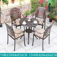 Обеденная группа из литого алюминия стол ВИНТАЖ «VINTAGE» D80 + 4 кресла ВУЛКАН-2 «VOLCANO-2»