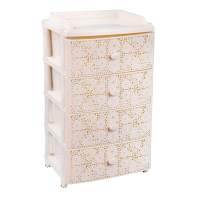 Комод широкий, пластиковый 4-х секционный, цвет бежевый