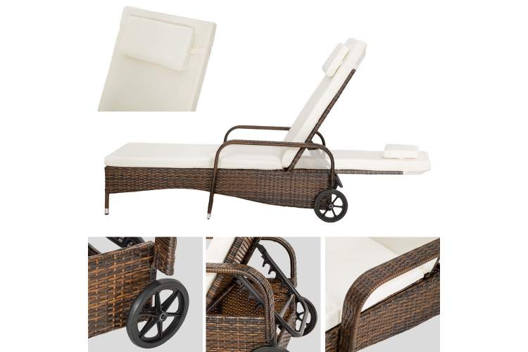 Шезлонг, лежак из искусственного ротанга на металлическом каркасе ТОСКАНА «TUSCANY» Dark brown арт.572217-1