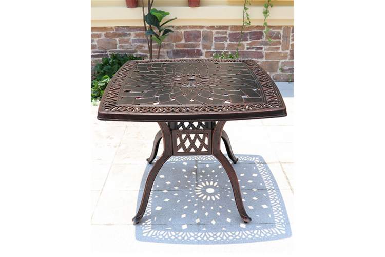 Комплект мебели из литого алюминия стол квадратный АДОНИС «ADONIS» 90х90 + 4 кресла ОПУС «OPUS»-1