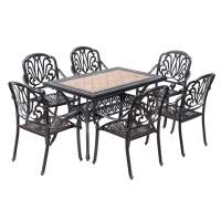 Комплект мебели из литого алюминия стол Барселона + 6 кресел Феникс