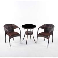 Комплект мебели стол Венеция + 2 кресла Греция из искусственного ротанга Dark Brown