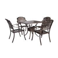 Обеденная группа из литого алюминия c квадратным столом ЛИОН + 4 кресла ВУЛКАН