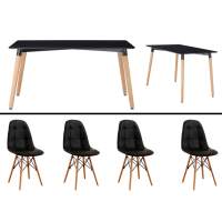 Обеденная мебель на 4 персоны, стол Прайз + 4 стула Квадро черный