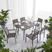 Комплект мебели из литого алюминия с ДПК стол 120*70 см ПОЛИВУД-5 + 6 кресел ПОЛИВУД-3