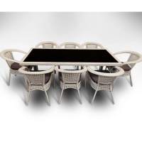 Комплект мебели из искусственного ротанга стол Египет + 8 кресел Руардин Wood