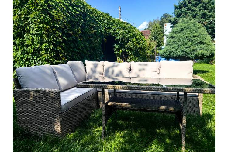 Обеденная группа плетеной мебели Албания + двухместный диван Анкор Greige-5