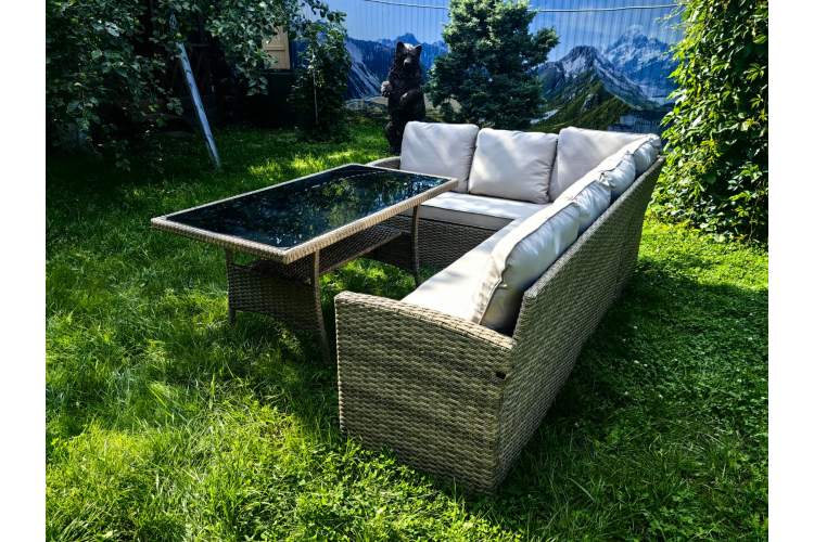 Обеденная группа плетеной мебели Албания + двухместный диван Анкор Greige-6