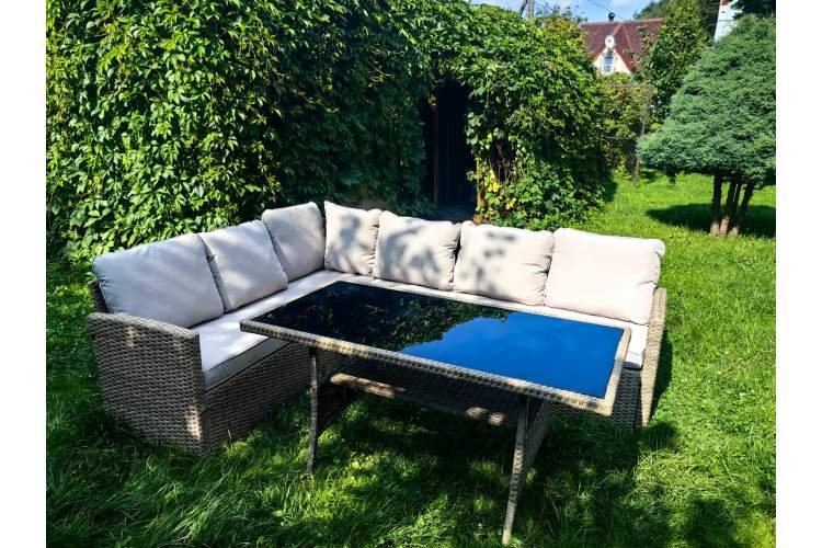 Обеденная группа плетеной мебели Албания + двухместный диван Анкор Greige-4