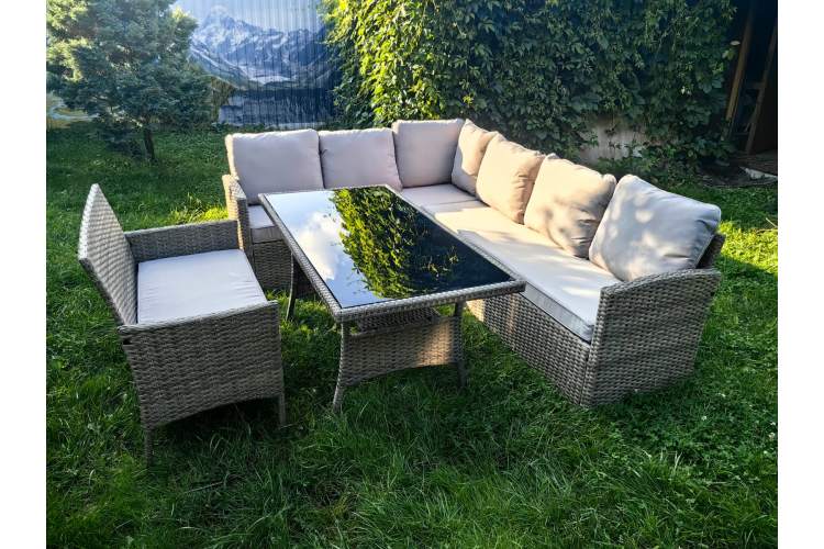 Обеденная группа плетеной мебели Албания + двухместный диван Анкор Greige-1