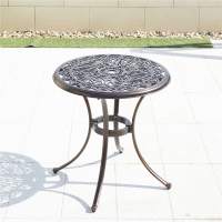 Стол кофейный круглый из литого алюминия МАКАО «MACAU» D68 — Бронза