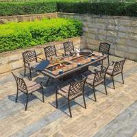 Стол прямоугольный с барбекю из литого алюминия БАРБЕКЮ-5 «BBQ-5» 230х120 арт.6346