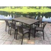 Обеденный комплект мебели коричневый под ротанг Невада МАКСИ и 8 кресел