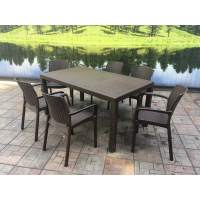Обеденный комплект мебели коричневый под ротанг Невада МАКСИ и 6 кресел Невада