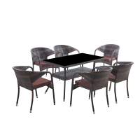 Комплект мебели из искусственного ротанг стол Рио и 6 кресел Греция Dark Brown