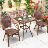 Алюминиевый комплект мебели из искусственного ротанга 70х70 БАМБУК «BAMBOO» арт.2012 + 2 кресла БАМБУК-1 «BAMBOO-1» арт.2001