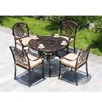 Обеденный комплект из литого алюминия стол Орхидея(100см) + 4 кресла Гуерлайн