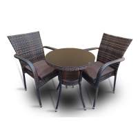 Комплект мебели стол Венеция + 2 кресла Милан из искусственного ротанга Dark brown