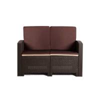 Двухместный диван под искусственный ротанг для отдыха Калифорния «California» с подушками на спинку