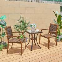 Кофейный набор мебели из литого алюминия Стол квадратный с керамикой ОПАЛИЯ «OPALIA» 55х55х51 + 2 Кресла БАМБУК-3 «BAMBOO-3»