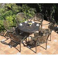Комплект мебели из литого алюминия стол Палм(100см) + 6 кресла Гуерлайн