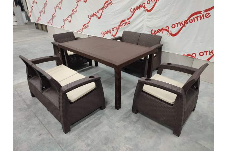 Обеденная мебель для кафе под ротанг Yalta Family Set-7