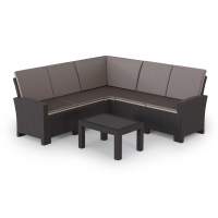 Комплект мебели под ротанг Калифорния “California“ с угловым диваном 240х188 см арт.80497-5П с подушками на спинку и кофейным столиком