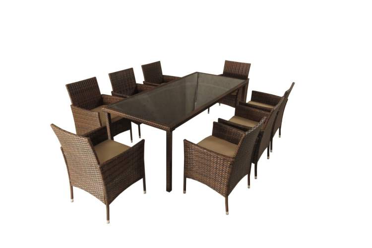 Мебель из искусственного ротанга на 8 персон, стол ЕГИПЕТ «EGYPT»+ 8 кресел Анкор Шоколад-2