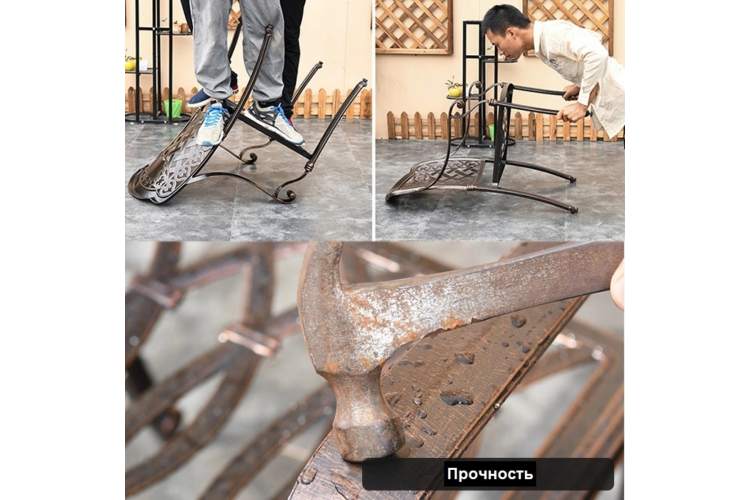 Комплект мебели из литого алюминия стол Палм(100см) + 4 кресла Опус-3