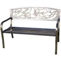 Скамейка двухместная из стали Птицы «Bird» для отдыха — Бронза