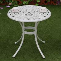 Стол кофейный круглый из литого алюминия МАКАО «MACAU» D68 — Белый