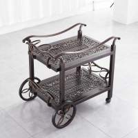 Сервировочный стол с баром из алюминия ЭКСКЛЮЗИВ «EXCLUSIVE» brown на колесах