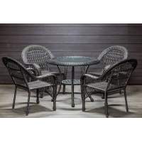 Садовый комплект из искусственного ротанга Мэдисон НЬЮ (Medison NEW) стол круглый D90 + 4 кресла без подушек