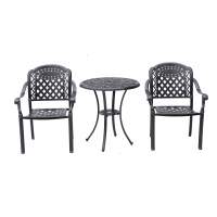 Кофейный набор из литого алюминия стол Макао D68 + 2 кресла Вулкан-2