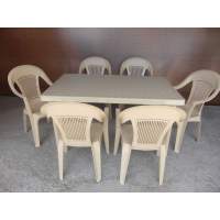 Комплект пластиковой мебели «Нирвана» (стол прямоугольный 1500х900 + 6 кресел Элегант)