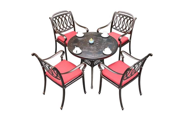 Комплект мебели из литого алюминия стол Палм(100см) + 4 кресла Опус