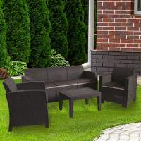 Комплект мебели под искусственный ротанг для отдыха с 3-местным диваном Калифорния California terrace triple set с подушками на спину