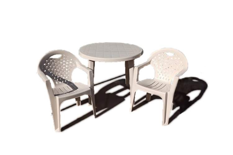 Комплект пластиковой мебели стол круглый Ривьера + 2 кресла Флинт