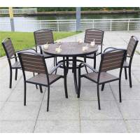 Комплект мебели из литого алюминия с ДПК стол D105 см ПОЛИВУД-2 + 6 кресел ПОЛИВУД-1