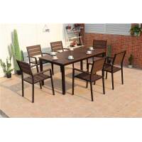 Комплект мебели из литого алюминия с ДПК стол 160*90 см ПОЛИВУД-7 + 6 кресел ПОЛИВУД-3