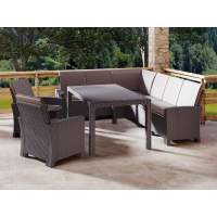 Комплект мебели с угловым диваном под ротанг Калифорния “California“ 240х188 см 6 мест , 2 кресла с подушками на спинку и столом 165х95 см