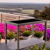 Стол Анкор, закаленое стекло, оплетеное ротангом