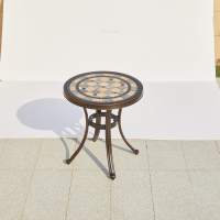 Стол круглый из литого алюминия с керамикой КЕРАМИК «CERAMIC» D60х66 — Bronze