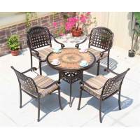 Обеденная группа из литого алюминия стол Давид д.85 + 4 кресла Вулкан